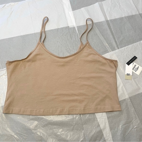 BP Nordstrom Crop Organic Cotton Blend Camisole In Tan Doeskin 3X - Picture 2 of 13